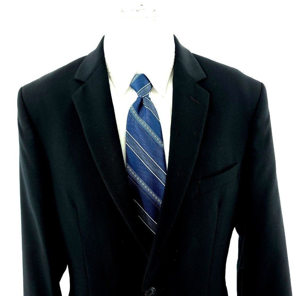 Pronto Uomo Wool Polyester Spandex 2 Button Suit Jacket 38R Black
